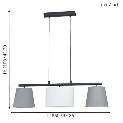 Eglo 98587 - Ljuskrona med snöre ALMEIDA 3xE14/25W/230V