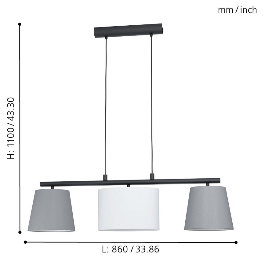 Eglo 98587 - Ljuskrona med snöre ALMEIDA 3xE14/25W/230V