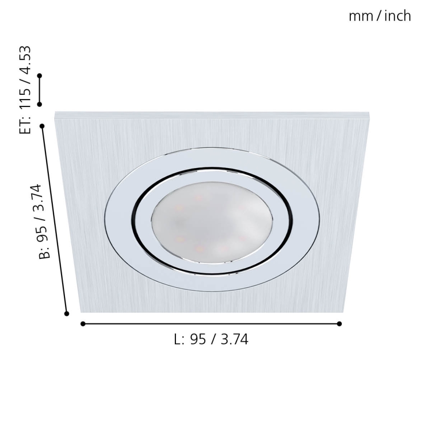 Eglo - SET 3x Infälld LED-belysning  AREITIO 3xGU10/5W/230V