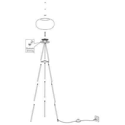 Eglo - LED RGB Dimbar golvlampa OPTICA-C LED/17W/230V diameter 56 cm