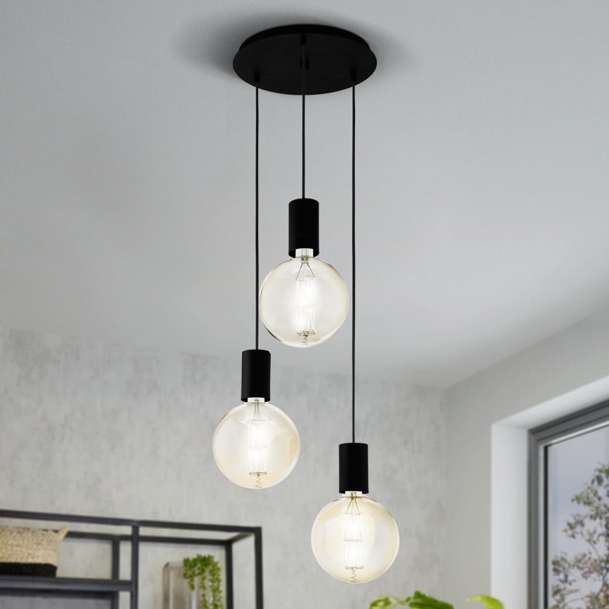 Eglo 98663 - Ljuskrona med snöre POZUETA 3xE27/40W/230V
