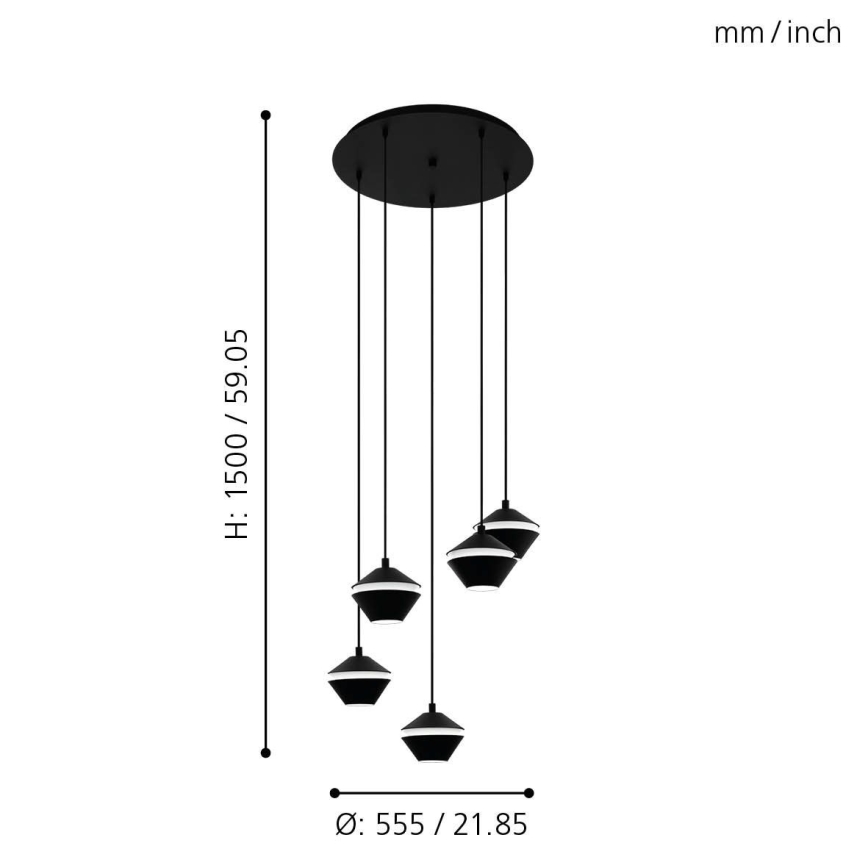 Eglo 98683 - LED Ljuskrona med snöre PERPIGO 5xGU10/5W/230V