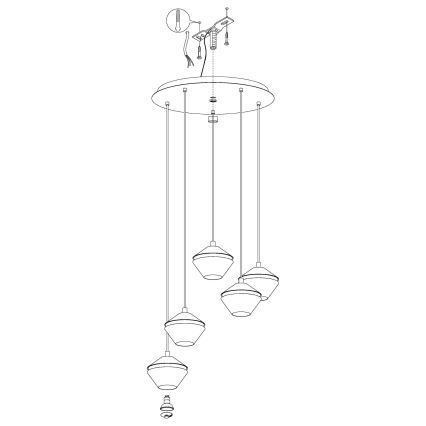 Eglo 98683 - LED Ljuskrona med snöre PERPIGO 5xGU10/5W/230V
