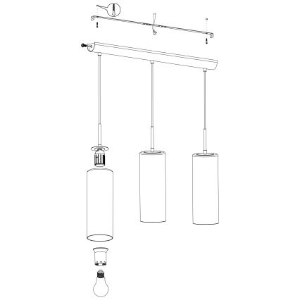 Eglo 98695 - Ljuskrona med snöre SELVINO 3xE27/15W/230V