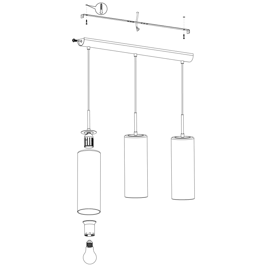 Eglo 98697 - Ljuskrona med snöre SELVINO 3xE27/15W/230V