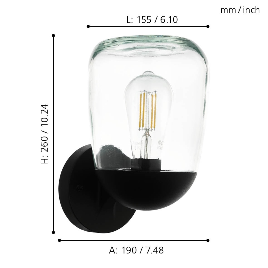 Eglo 98701 - Utomhus Väggbelysning DONATORI 1xE27/60W/230V IP44