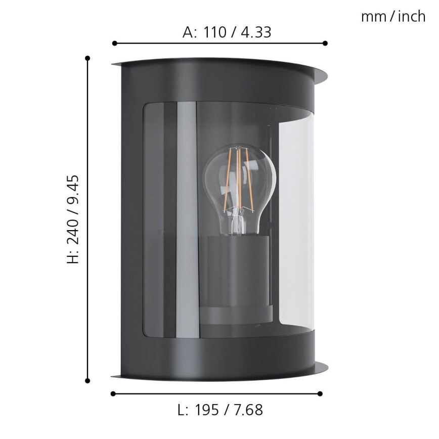 Eglo 98718 - Utomhus Väggbelysning DARIL 1 1xE27/28W/230V IP44