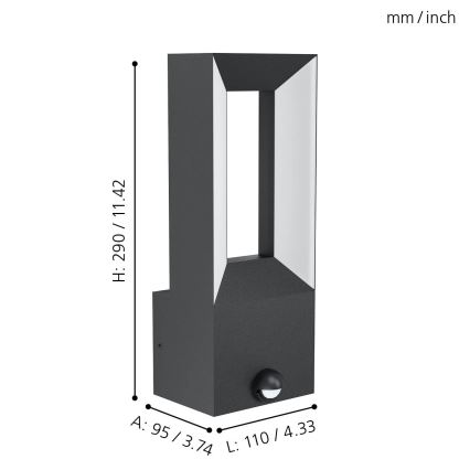 Eglo - LED Utomhusbelysning med en sensor 2xLED/5W/230V IP44