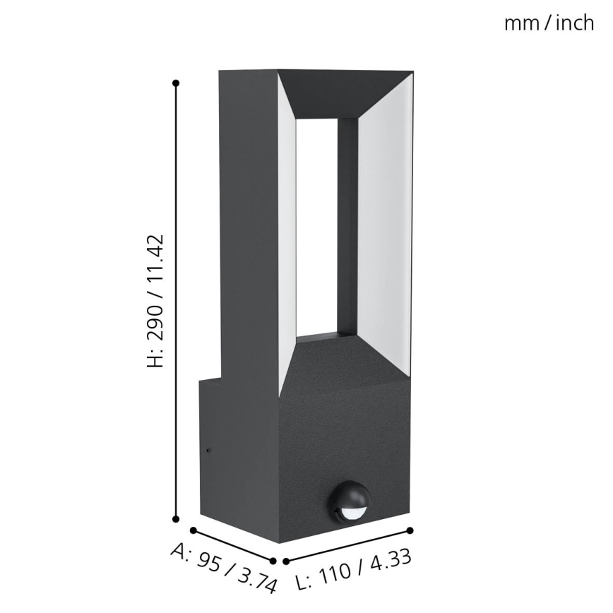 Eglo - LED Utomhusbelysning med en sensor 2xLED/5W/230V IP44