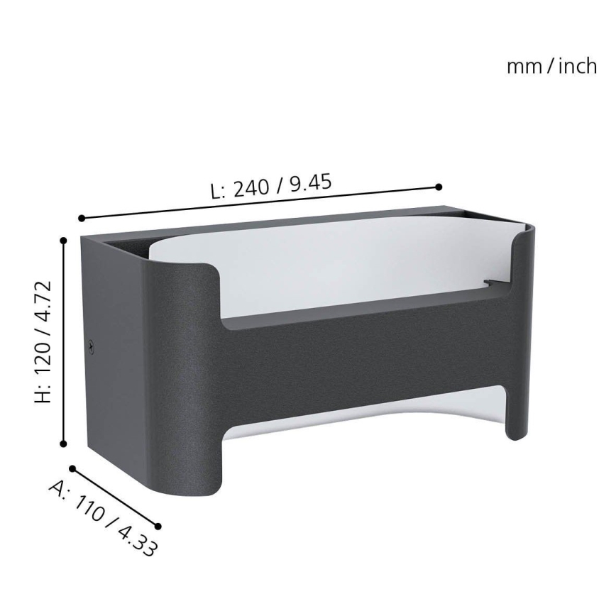 Eglo 98729 - LED Utomhus Väggbelysning PASSIRANO LED/4,8W/230V IP44