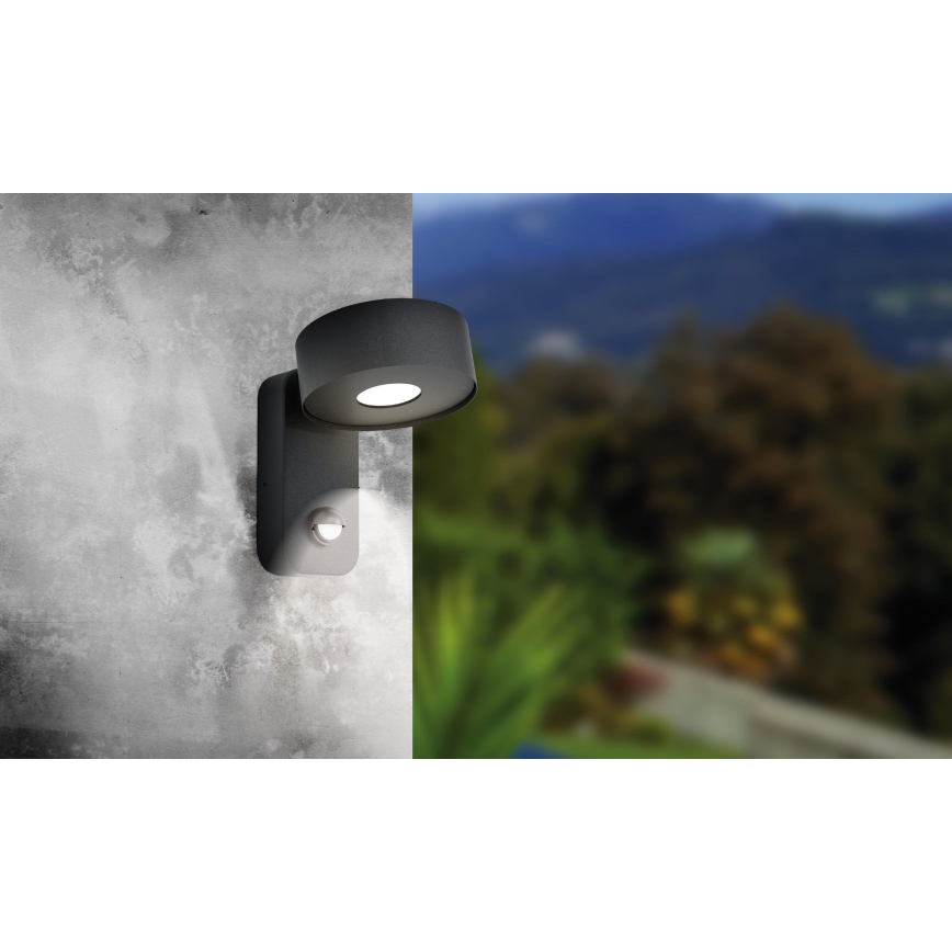 Eglo 98738 - LED Utomhus Väggbelysning med sensor PALOSCO LED/6W/230V IP44