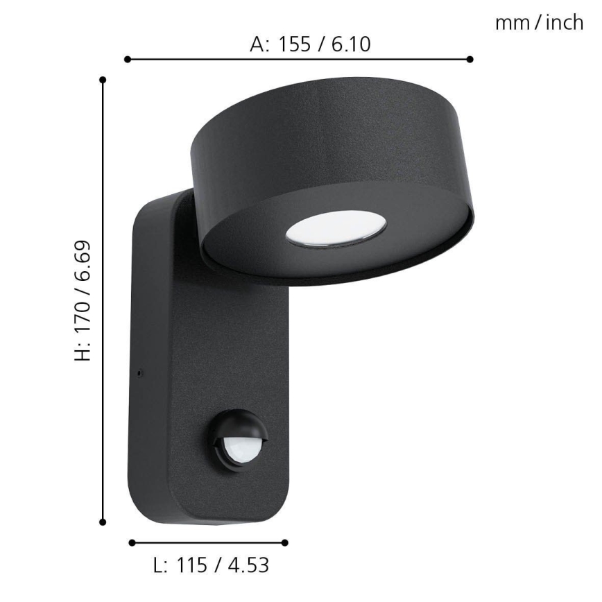 Eglo 98738 - LED Utomhus Väggbelysning med sensor PALOSCO LED/6W/230V IP44