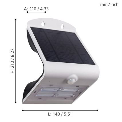 Eglo - Solcellsbelysning med sensor LED/3,2W/3,7V 2000 mAh IP54