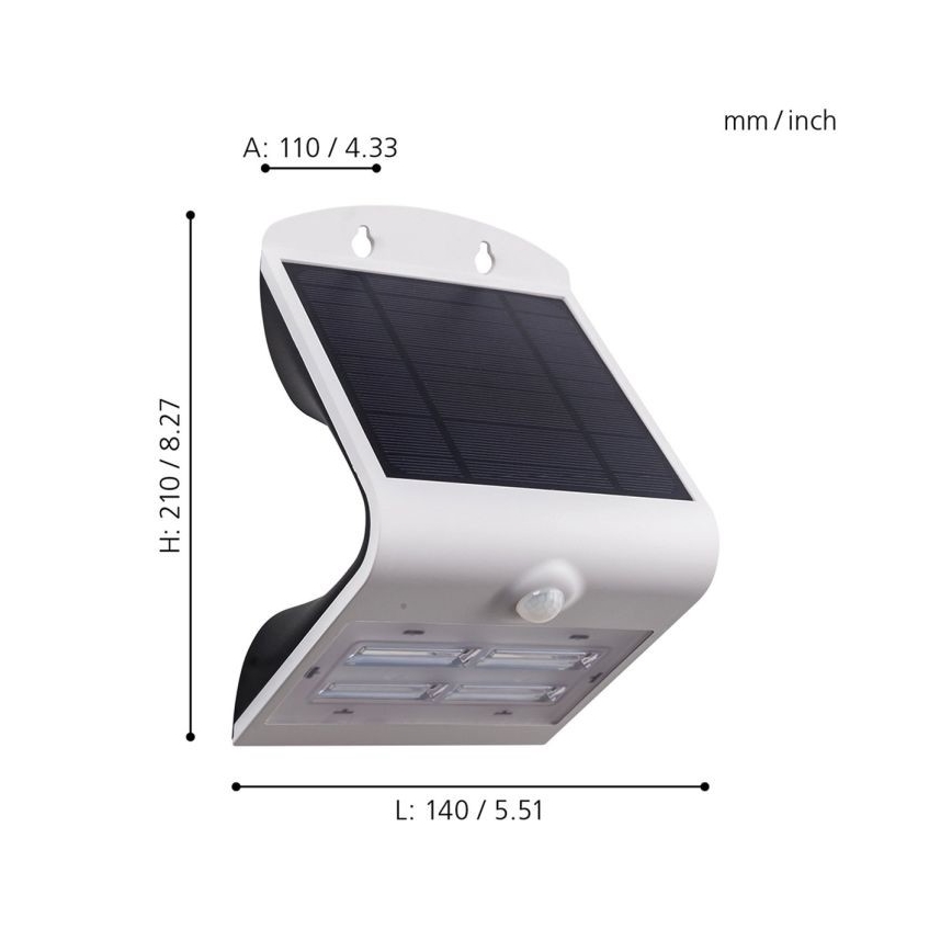 Eglo - Solcellsbelysning med sensor LED/3,2W/3,7V 2000 mAh IP54