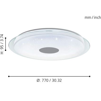 Eglo - LED RGB Dimbar taklampa LANCIANO-C LED/53W/230V + fjärrkontroll