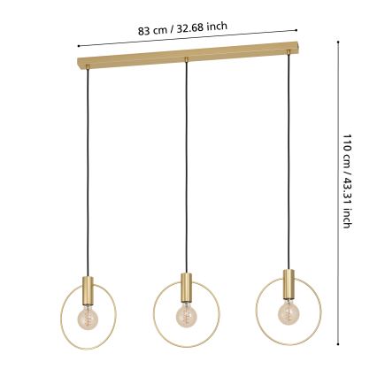 Eglo - Ljuskrona med upphängningsrem 3xE27/40W/230V