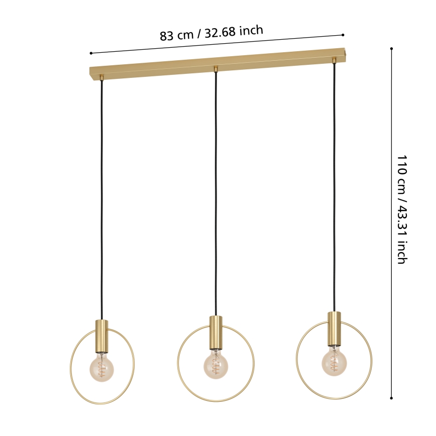 Eglo - Ljuskrona med upphängningsrem 3xE27/40W/230V