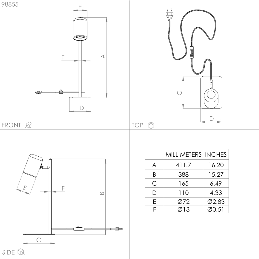 Eglo - LED Bordslampa  1xGU10/4,5W/230V svart