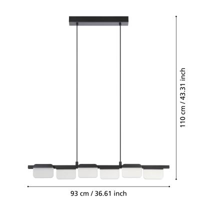 Eglo - LED Dimbar ljuskrona på upphängningsrem 6xLED/4,5W/230V