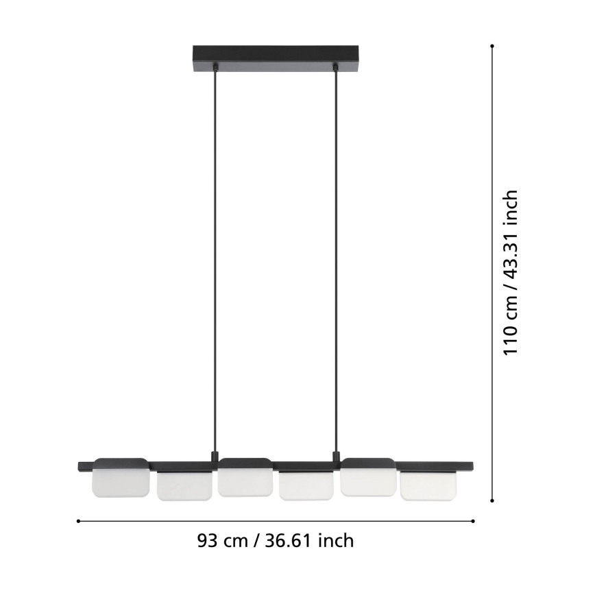 Eglo - LED Dimbar ljuskrona på upphängningsrem 6xLED/4,5W/230V