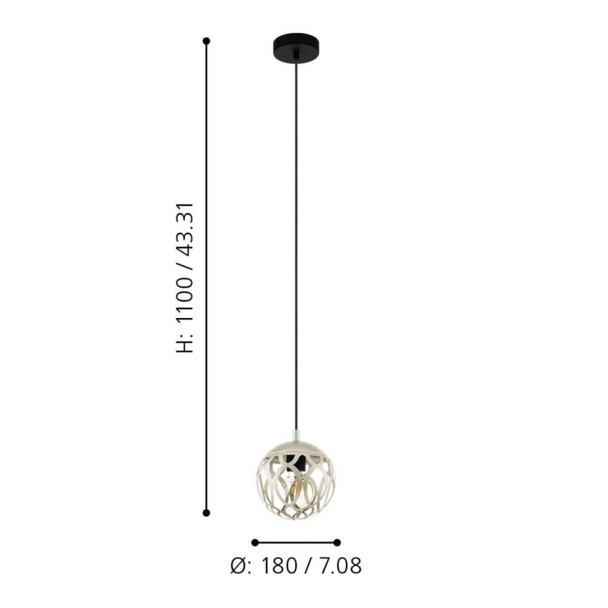 Eglo 99071 - Ljuskrona med snöre MIRTAZZA 1xE27/60W/230V