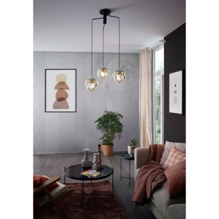 Eglo 99073 - Ljuskrona med snöre MIRTAZZA 3xE27/60W/230V