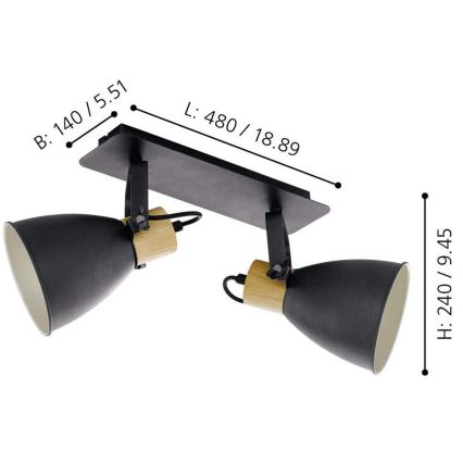 Eglo 99075 - Spotlight COSWARTH 2xE27/40W/230V