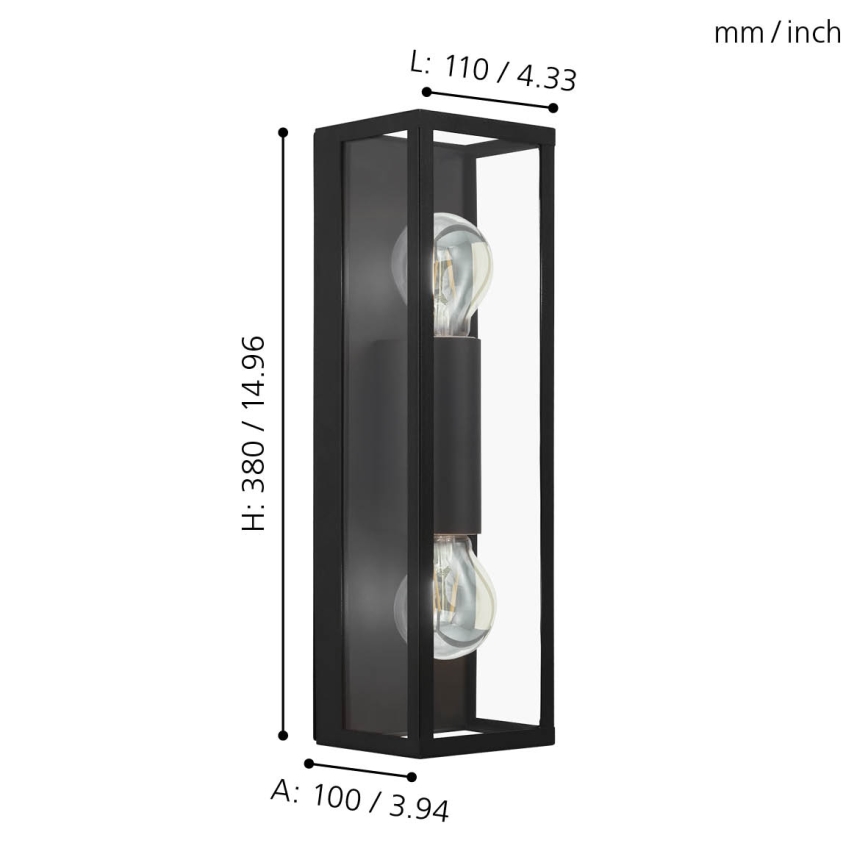Eglo 99124 - Badrumsbelysning vägg AMEZOLA 2xE27/60W/230V IP44