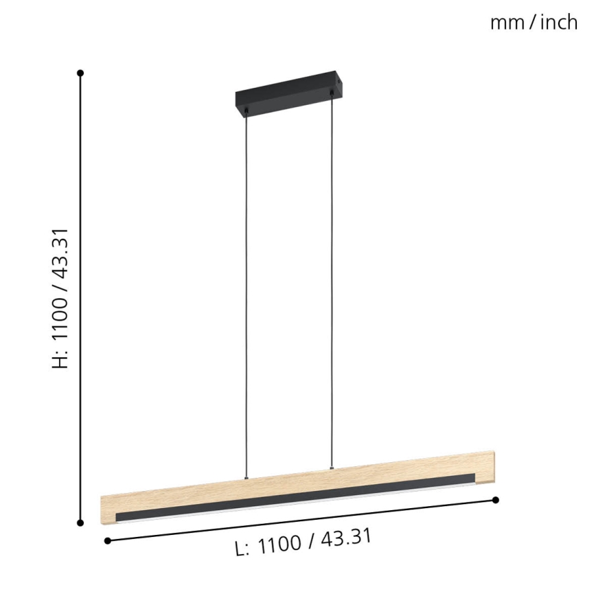 Eglo 99293 - Dimbar LED-lampakrona med snöre CAMACHO LED/25,5W/230V