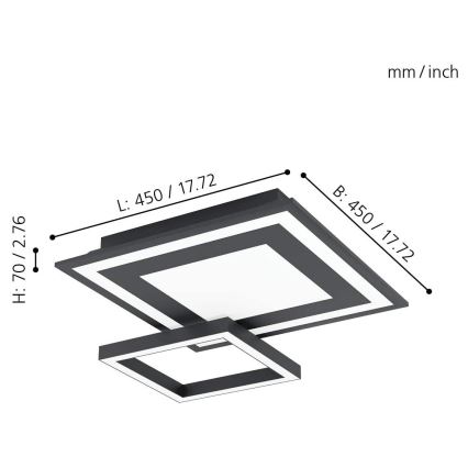 Eglo - LED RGB dimbar taklampa SAVATAEILA-C LED/20W/230V