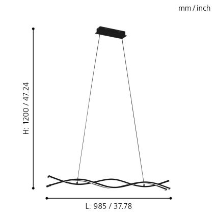 Eglo 99317 - LED Ljuskrona med snöre LASANA LED/36W/230V