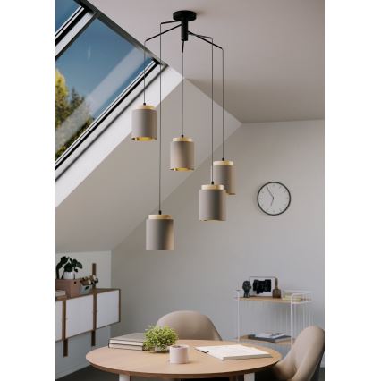 Eglo - Ljuskrona med textilsladd 5xE27/40W/230V spindel