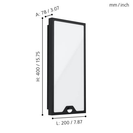 Eglo - Utomhus LED vägglampa  med sensor   LED/16W/230V IP44