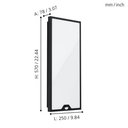 Eglo - Utomhus LED vägglampa  med sensor   LED/18,5W/230V IP44