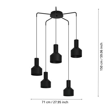 Eglo - Ljusskrona med upphängningsrem  5xE27/40W/230V