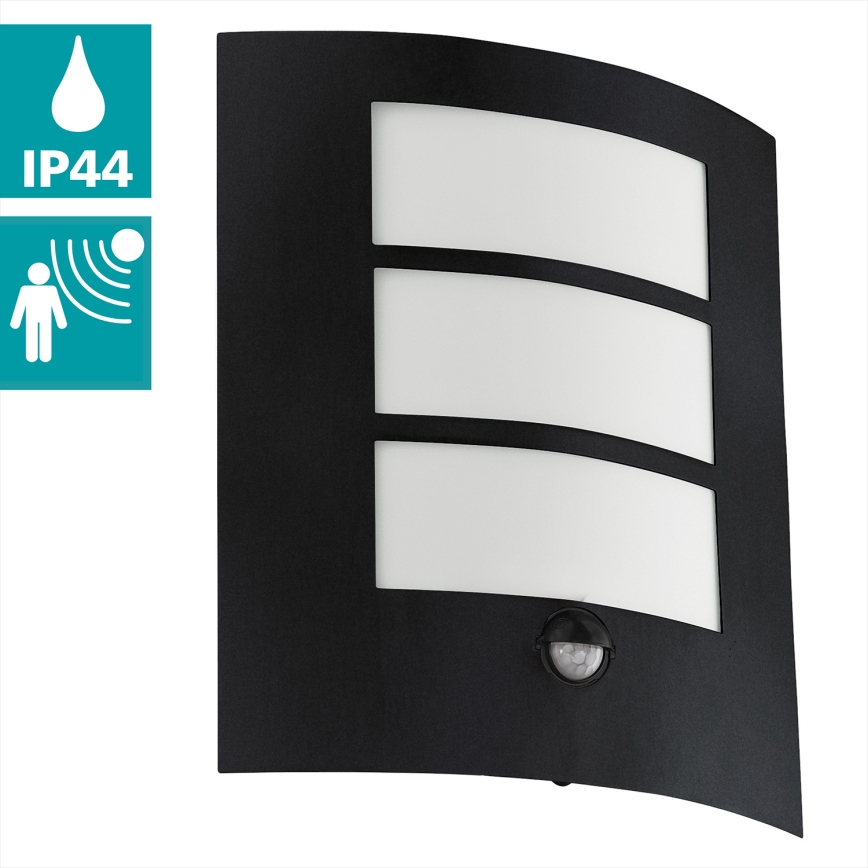 Eglo - Utomhus vägglampa  med sensor  1xE27/40W/230V IP44