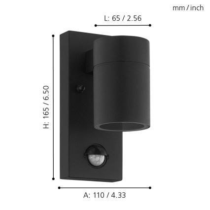 Eglo - LED Utomhus väggbelysning med en sensor 1xGU10/3W/230V IP44
