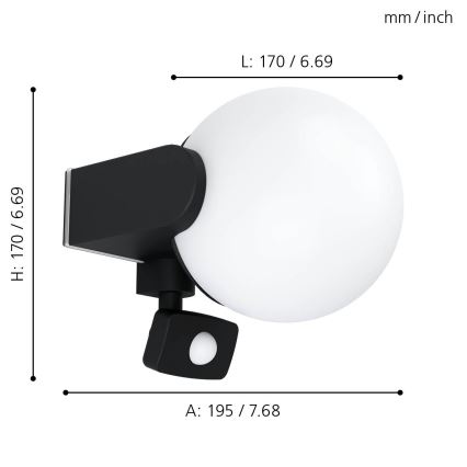 Eglo - Utomhus väggbelysning med en sensor 1xE27/15W/230V IP44