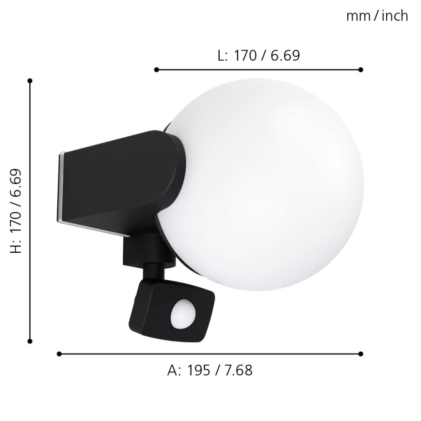 Eglo - Utomhus väggbelysning med en sensor 1xE27/15W/230V IP44