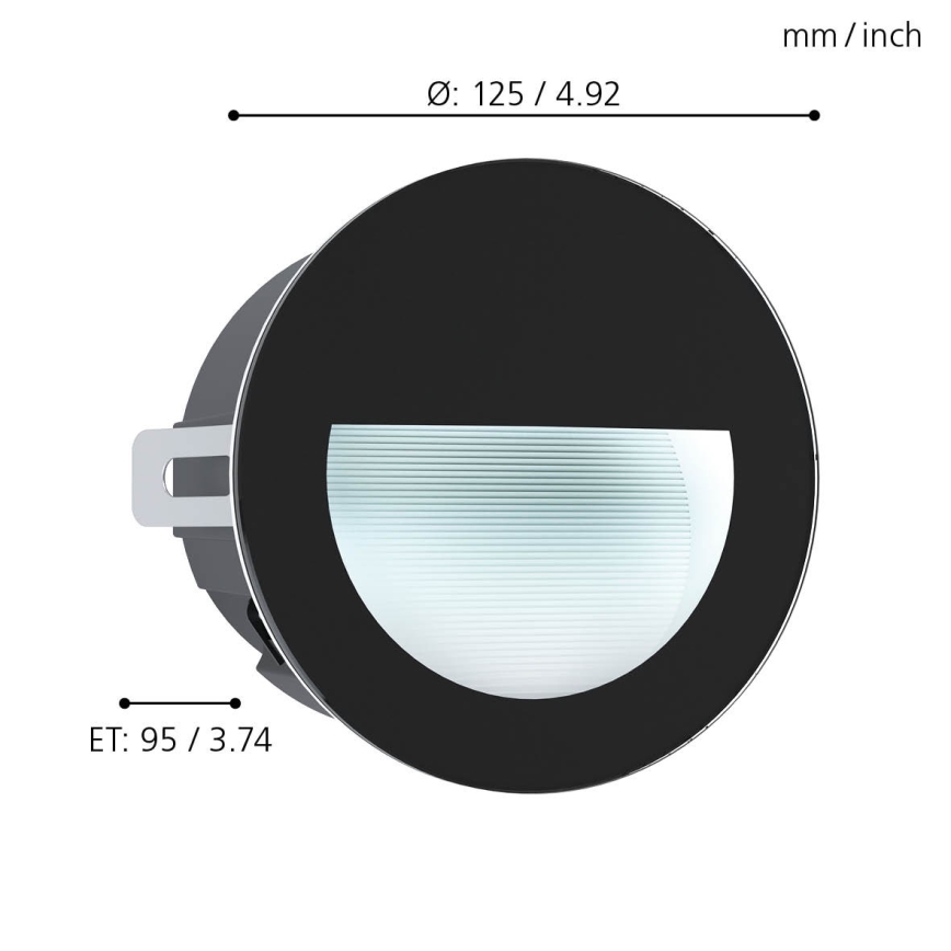 Eglo - LED Utomhus infälld Belysning LED/2,5W/230V IP65 svart