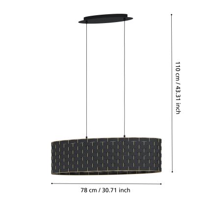 Eglo - Ljusskrona med upphängningsrem  2xE27/40W/230V
