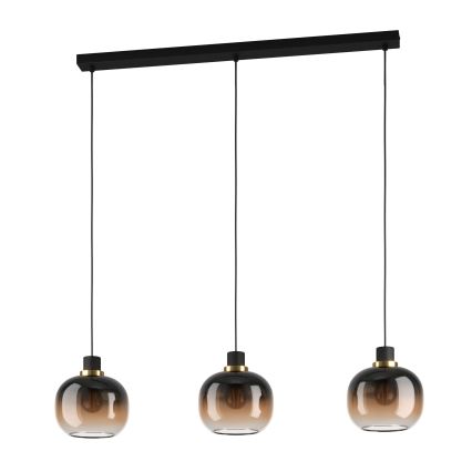 Eglo - Ljuskrona med upphängningsrem 3xE27/40W/230V brun