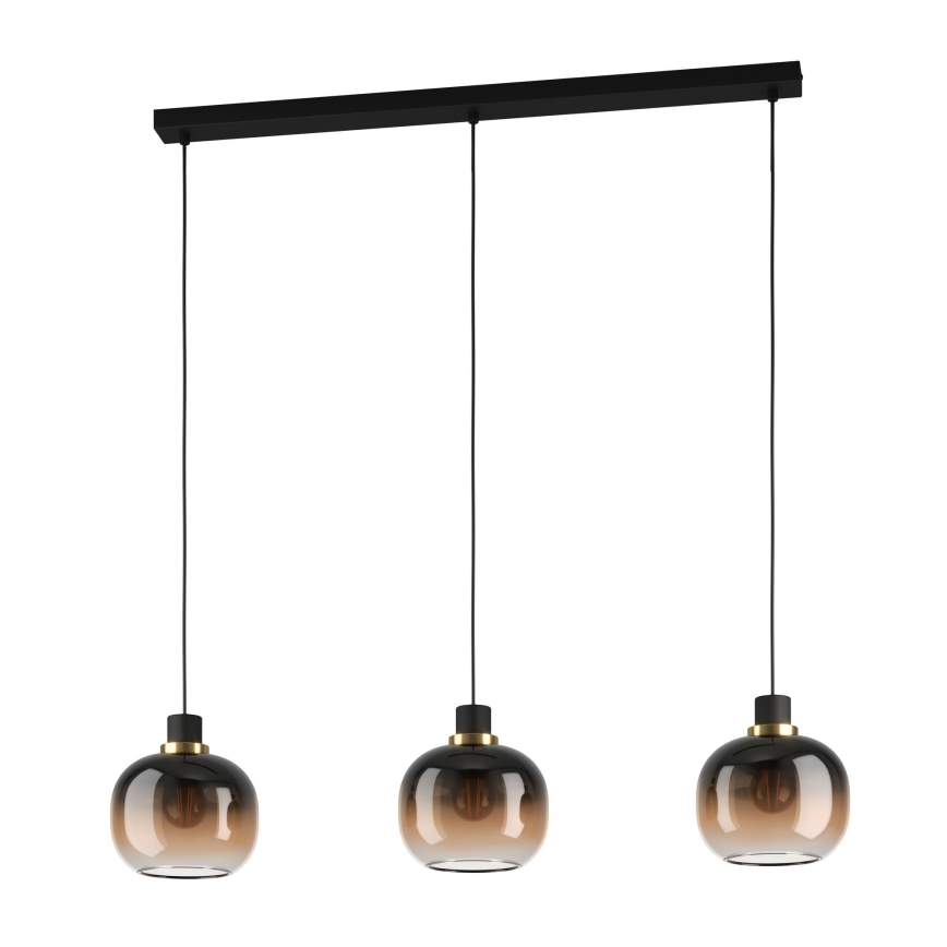 Eglo - Ljuskrona med upphängningsrem 3xE27/40W/230V brun