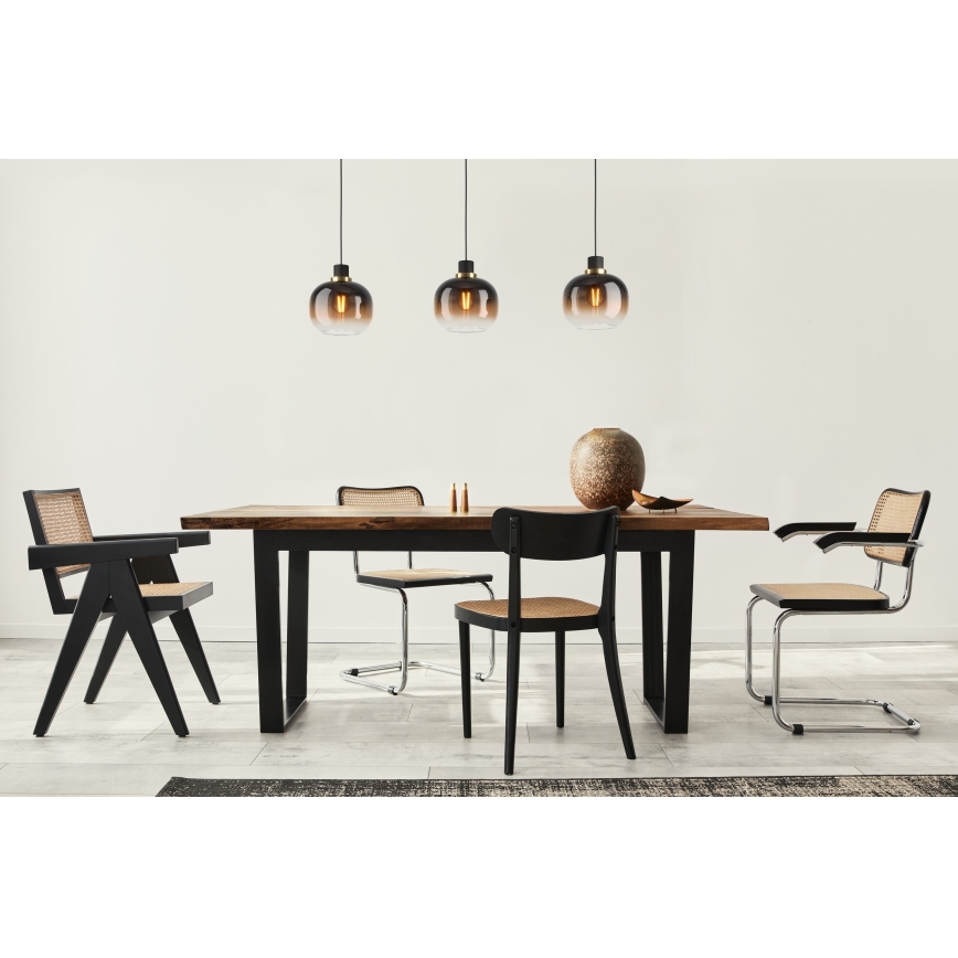 Eglo - Ljuskrona med upphängningsrem 3xE27/40W/230V brun