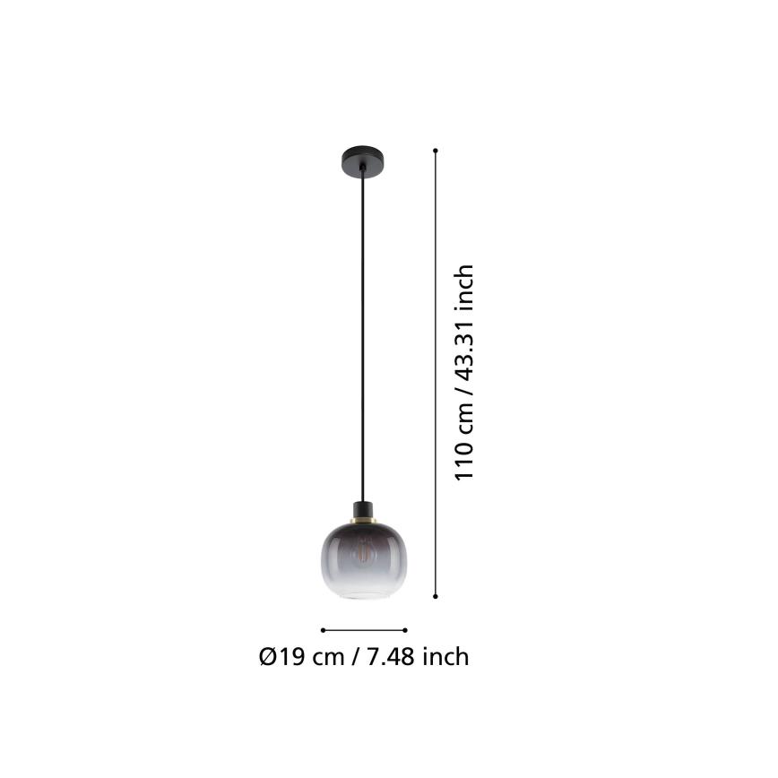 Eglo - Ljuskrona med upphängningsrem 1xE27/40W/230V grå