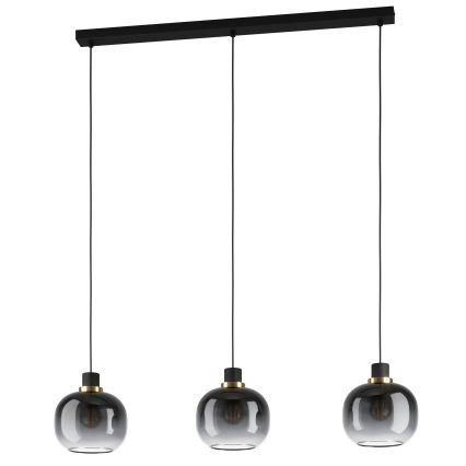 Eglo - Ljuskrona med upphängningsrem 3xE27/40W/230V grå