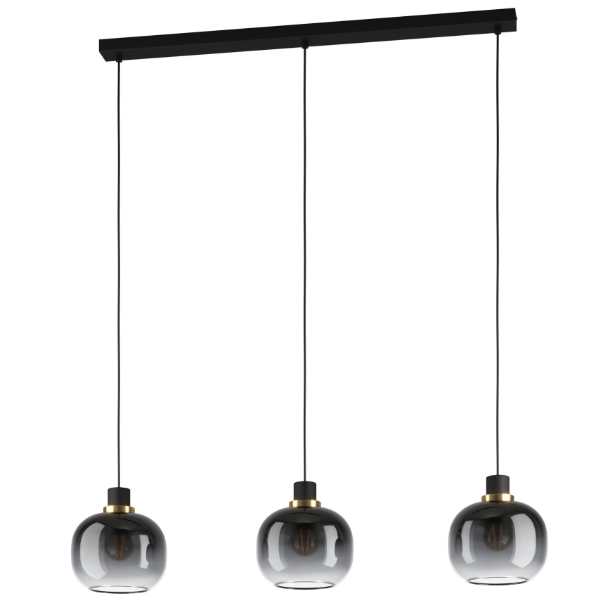 Eglo - Ljuskrona med upphängningsrem 3xE27/40W/230V grå