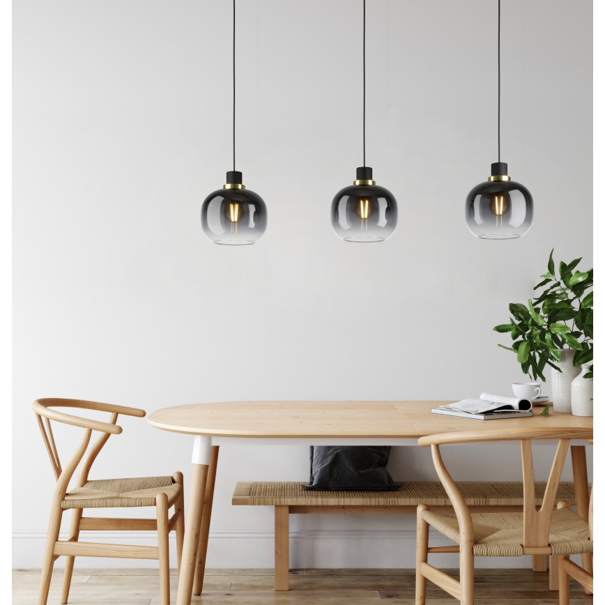Eglo - Ljuskrona med upphängningsrem 3xE27/40W/230V grå