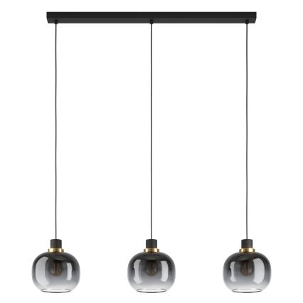 Eglo - Ljuskrona med upphängningsrem 3xE27/40W/230V grå