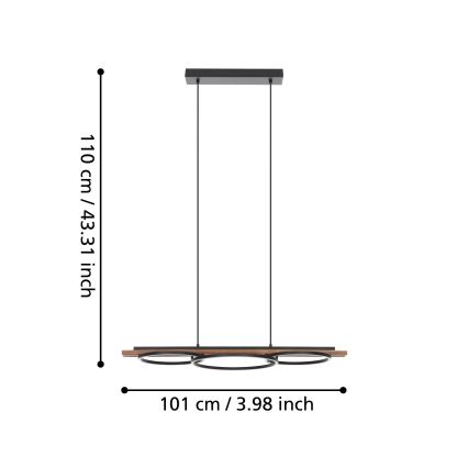 Eglo - LED ljusreglerad ljuskrona på textilsladd LED/40,5W/230V
